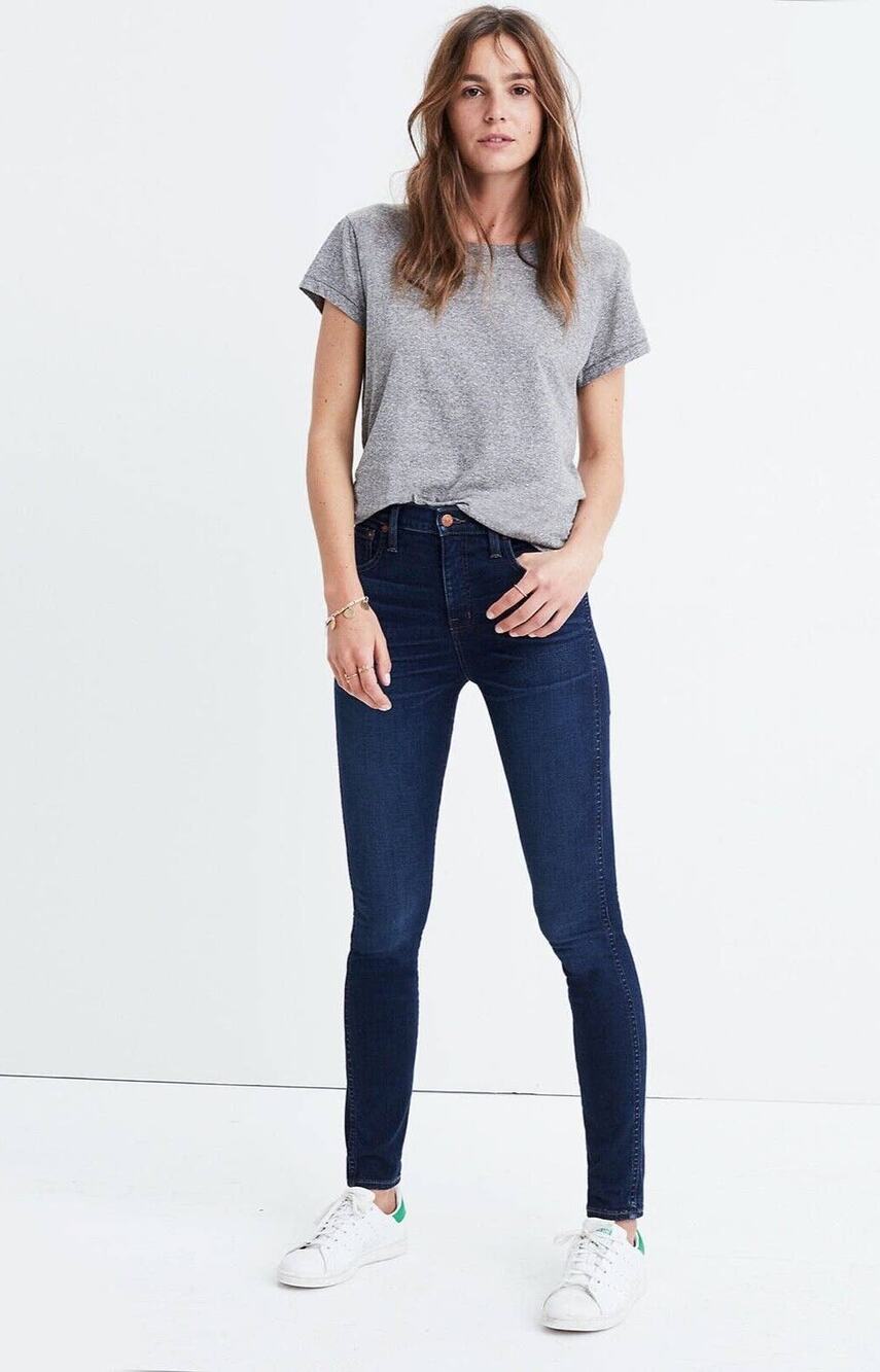 Madewell 9" High Rise Skinny Jeans 26 Dark Wash Denim 5 Pocket